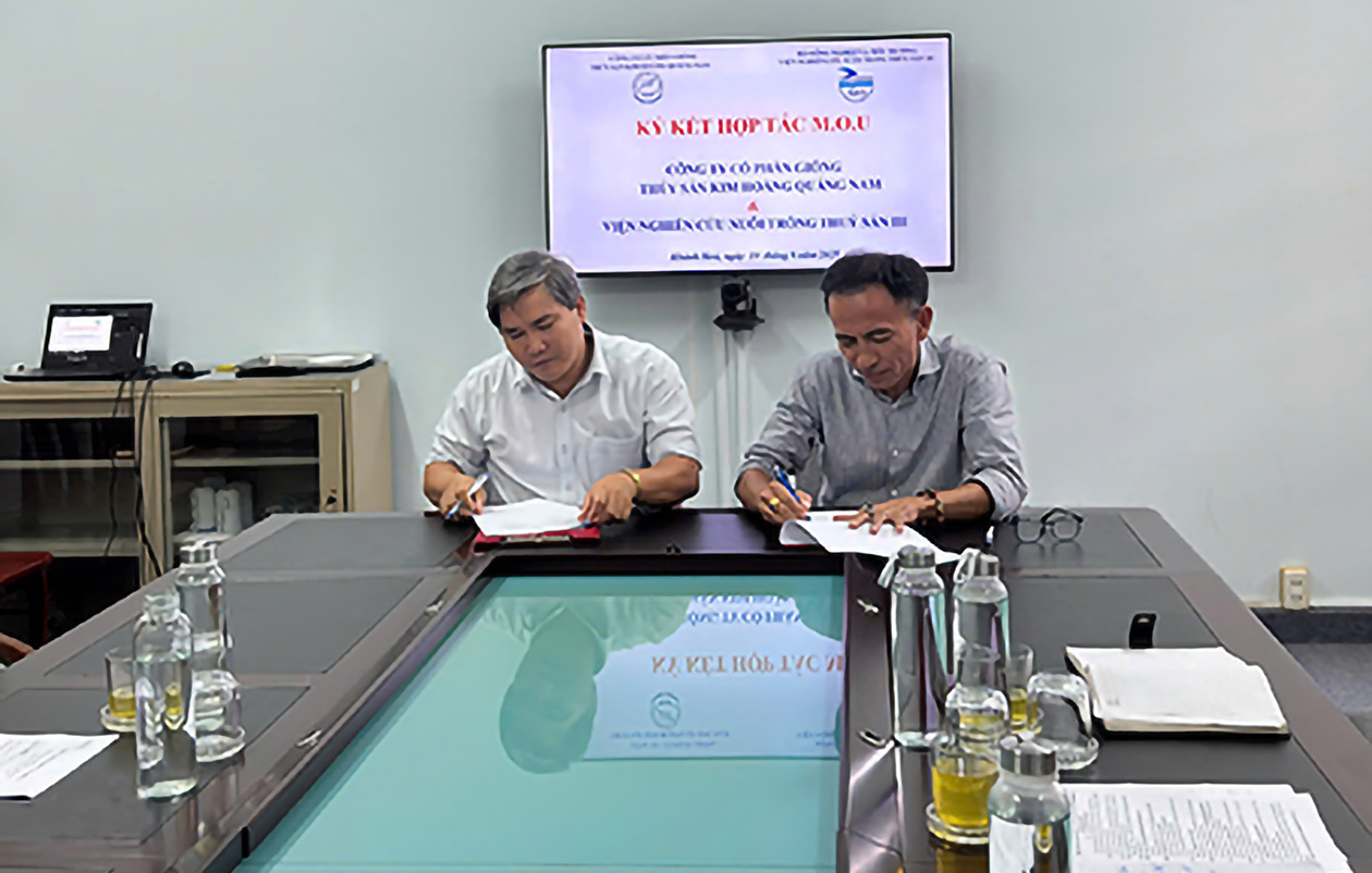 Viện Nghiên cứu Nuôi trồng thủy sản III tiếp đón đoàn công tác của Công ty Kim Hoàng Quảng Nam và ký thỏa thuận hợp tác